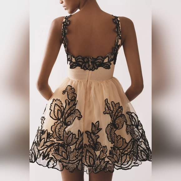 Anthropologie Maeve Sleeveless V-Neck Lace Fit & Flare Mini Dress - Picture 5 of 8